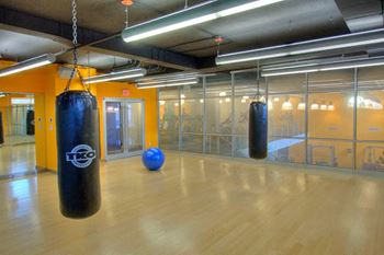Yoga studio with shock-absorption sports flooring